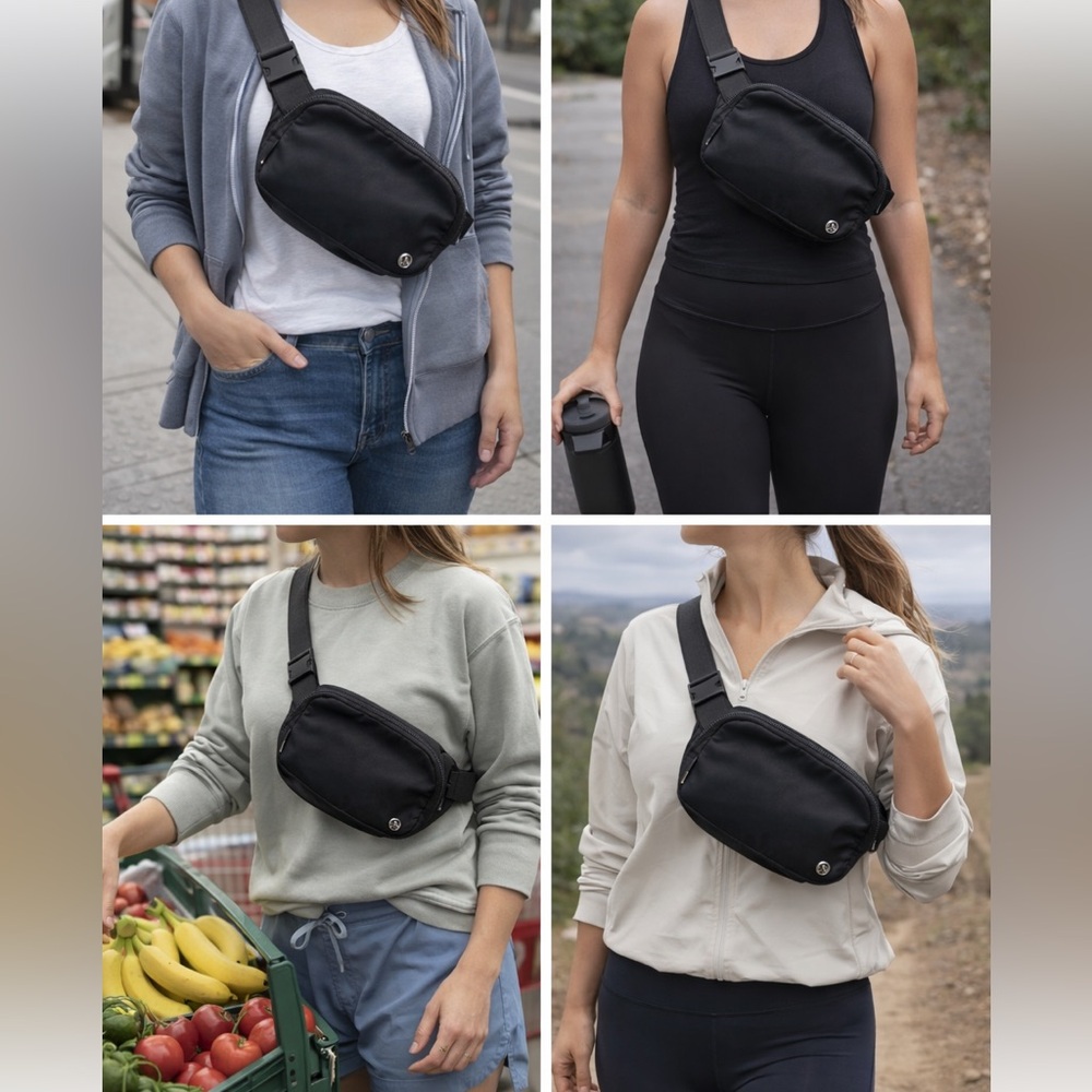 Lululemon Everywhere Belt Bag Black 1L Adjustable Strap MSRP $70